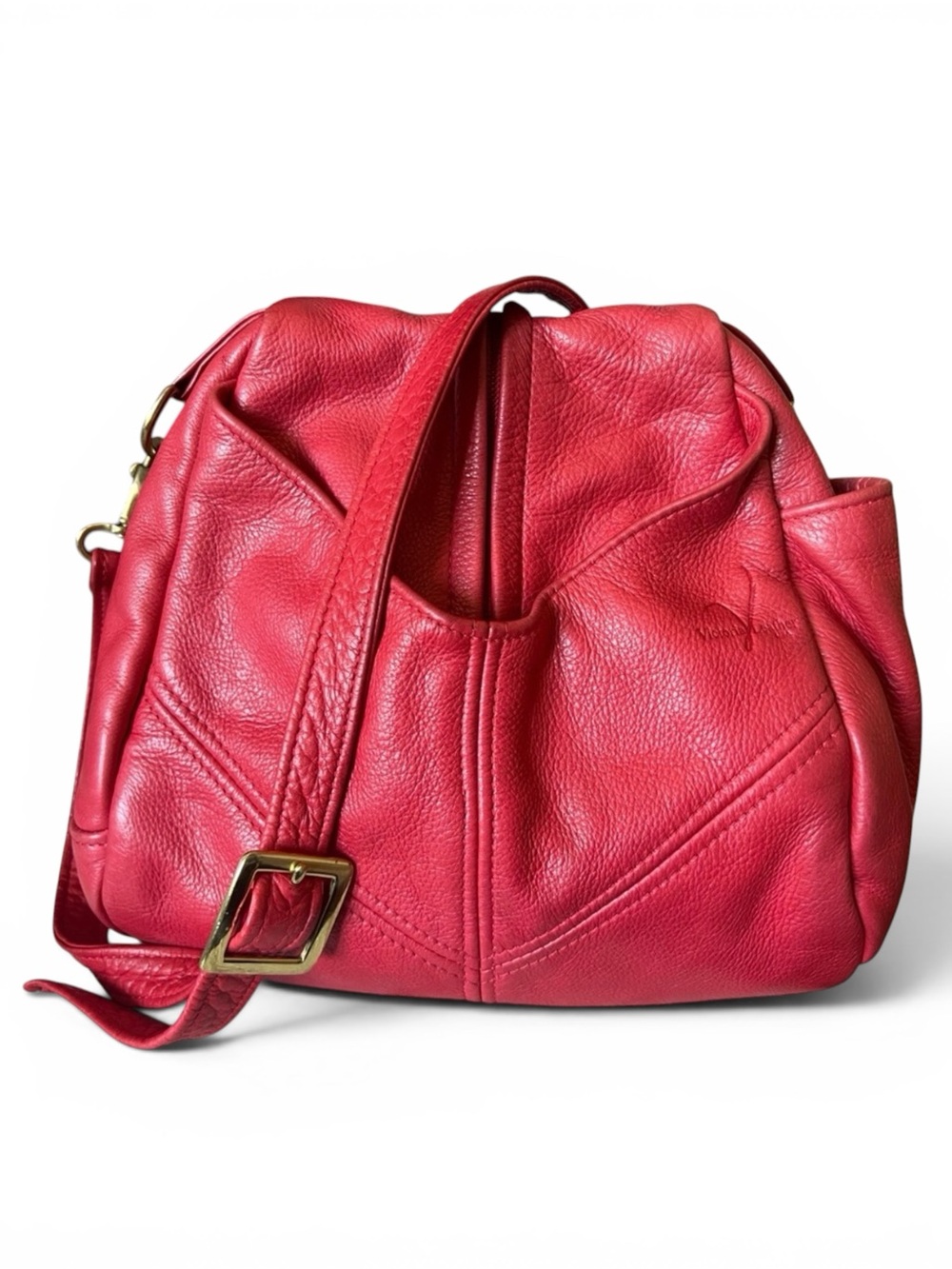Victoria Leather Co. Vintage Red Droplet Crossbody Bag